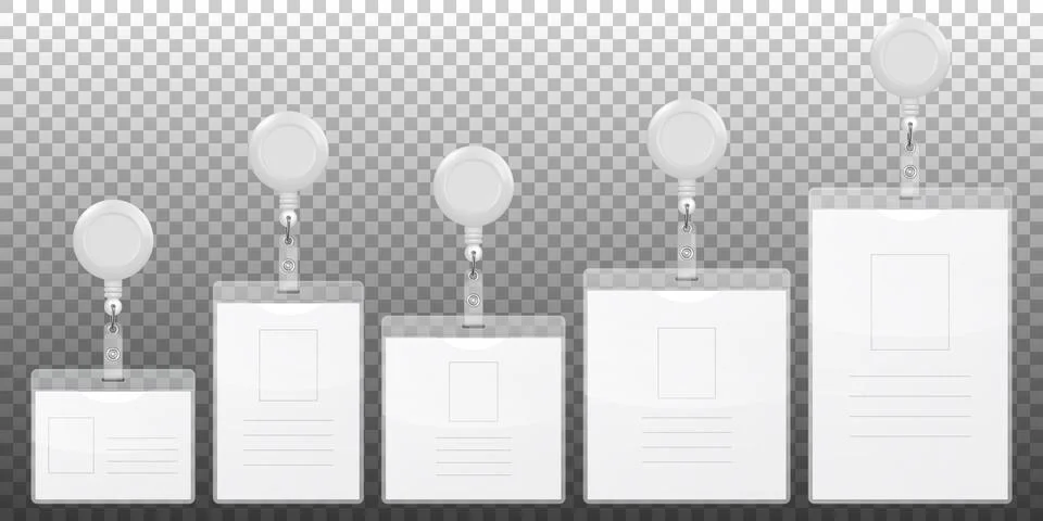 Vector realistic 3d empty graphic Id Card with round reel holder for logo cllip Stock Illustration