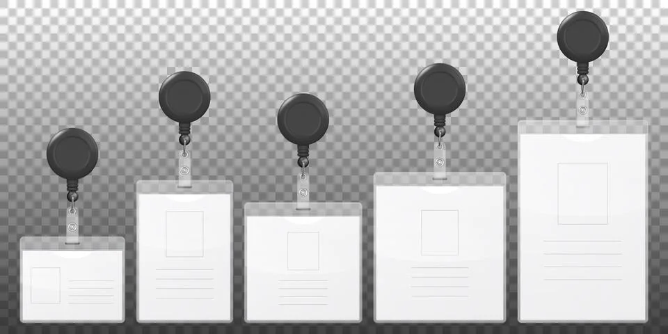 Vector realistic 3d empty graphic Id Card with round reel holder for logo cllip Stock Illustration