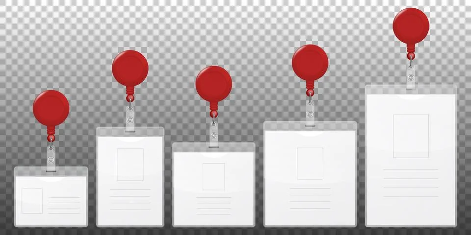 Vector realistic 3d empty graphic Id Card with round reel holder for logo cllip Stock Illustration