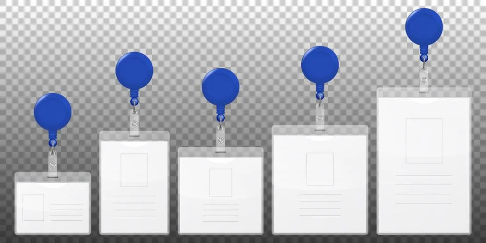 Vector realistic 3d empty graphic Id Card with round reel holder for logo cllip Stock Illustration