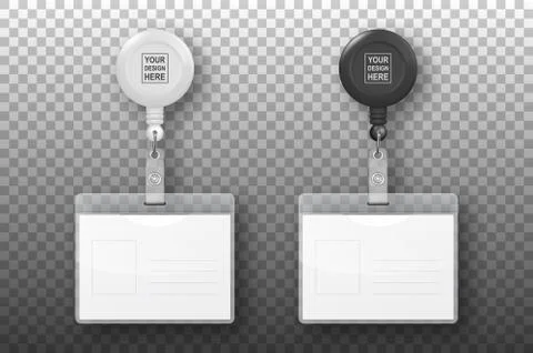 Vector realistic 3d empty graphic Id Card with round reel holder for logo cllip Stock Illustration