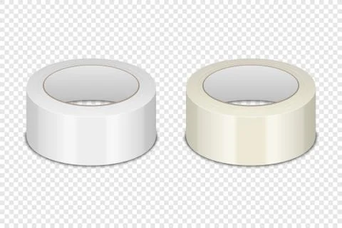Vector Realistic 3d Glossy Tape Roll Icon Set or Mock-up Closeup Isolated on Stock Illustration