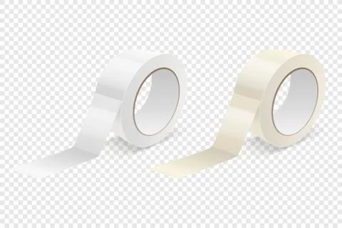 Vector Realistic 3d Glossy Tape Roll Icon Set or Mock-up Closeup Isolated on Illustrazione stock