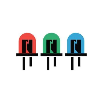 Vector realistic 3d rgb light emitting diodes. Eco red, green and blue small LED Stock Illustration