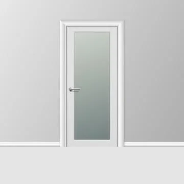 Vector Realistic 3d Simple Modern White Closed Door with Frame on Grey Wall in Stock Illustration