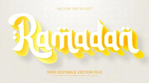 Vector realistic 3d text effect for Islamic Ramadan celebration White and G.. Illustrazione stock