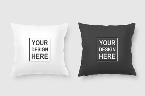 Vector realistic 3d white and black pillow set closeup isolated on white Stock Illustration