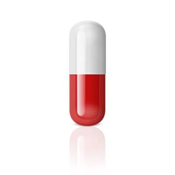 Vector realistic 3d white and red medical pill icon isolated on white background Illustrazione stock
