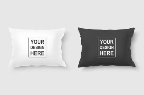 Vector realistic 3d white and black pillow set closeup isolated on white Stock Illustration