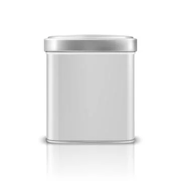 Vector realistic 3d white blank metal aluminium tin can container with silver Illustrazione stock