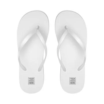 Vector Realistic 3d White Blank Empty Flip Flop Set Closeup Isolated on White Stock Illustration