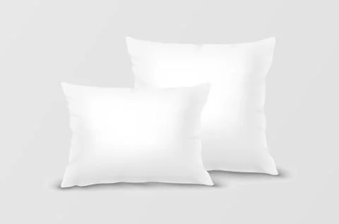 Vector Realistic 3d White Pillow Set Closeup Isolated on White Background Illustrazione stock