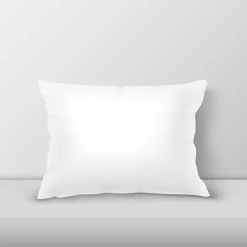 Vector Realistic 3d White Pillow Closeup on Table, Shelf Closeup on White Wall Illustrazione stock
