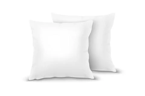 Vector Realistic 3d White Pillow Set Closeup Isolated on White Background Illustrazione stock