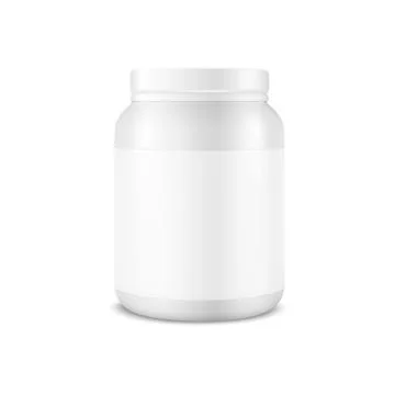 Vector Realistic 3d White Plastic Jar, Can with Lid Closeup Isolated on White Stock Illustration