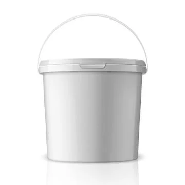 Vector Realistic 3d White Plastic Bucket for Food Products, Paint, Foodstuff Illustrazione stock