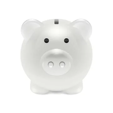 Vector Realistic 3d White Retro Piggy Bank Closeup Isolated on White Background Stock Illustration