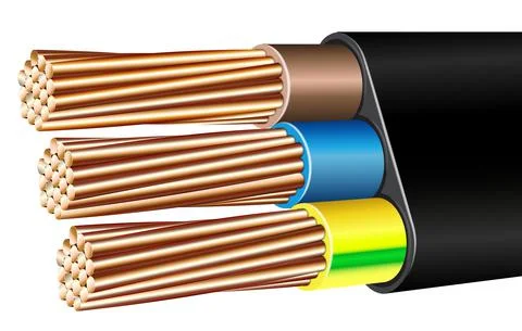 Vector realistic armored multicore electric cable wire Stock Illustration