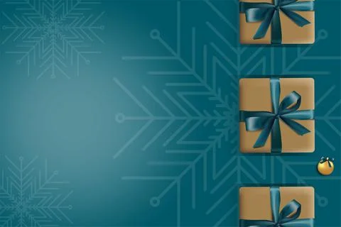 Vector. Realistic background with 3D objects, Xmas decorations. 스톡 일러스트