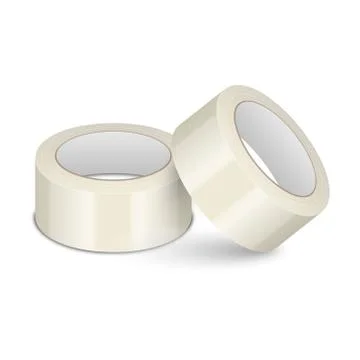 Vector Realistic Beige 3d Glossy Tape Roll Template for Logo, Print, Mock-up Set 스톡 일러스트