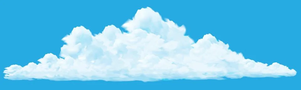 Vector of realistic big white cloud on blue sky background. Stock Illustration