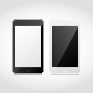 Vector realistic black and white smart phones Stock Illustration
