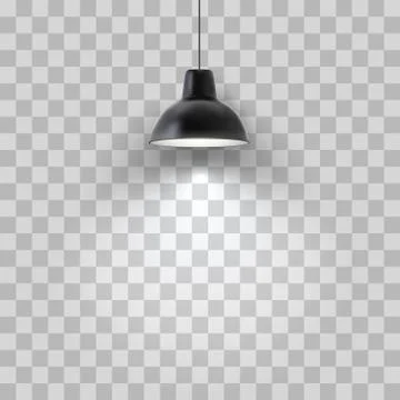 Vector realistic black ceiling lamp isolated on transparent background. 스톡 일러스트