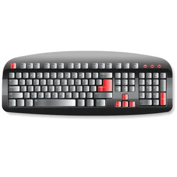 Vector  Realistic  Black Computer Keyboard Stock Illustration