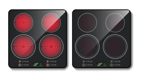 Vector realistic black induction cooktop, top view Stockillustratie
