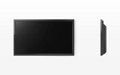 Vector realistic black lcd panel, flat TV screen Illustrazione stock