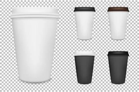 Vector realistic blank paper coffee cup set isolated. Vector EPS10. 스톡 일러스트