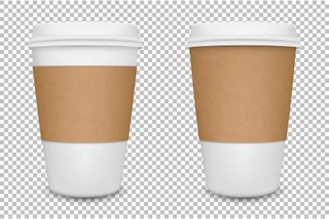 Vector realistic blank paper coffee cup set isolated. Vector EPS10. 스톡 일러스트
