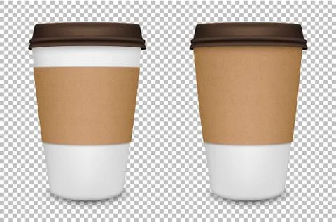 Vector realistic blank paper coffee cup set isolated. Vector EPS10. Stock Illustration