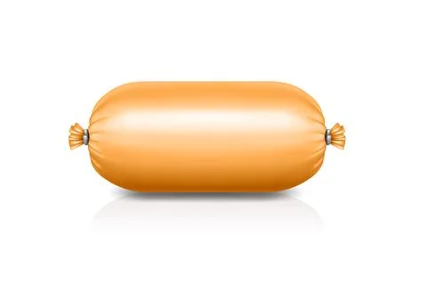 Vector Realistic Blank Sausage Casing Isolated. Realistic Food Packaging Mockup Stock Illustration