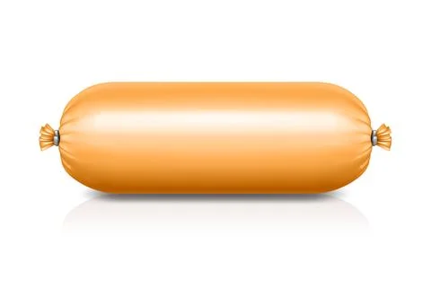 Vector Realistic Blank Sausage Casing Isolated. Realistic Food Packaging Mockup Stock Illustration