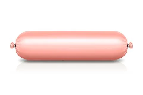 Vector Realistic Blank Sausage Casing Isolated. Realistic Food Packaging Mockup Stock Illustration