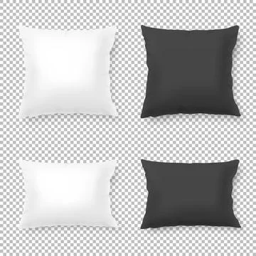 Vector realistic blank white, black square and rectangular pillow or cushion  イラスト素材