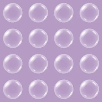 Vector realistic blue background with transparent soap water bubbles Illustrazione stock