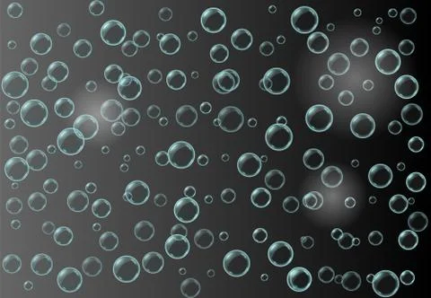 Vector realistic blue background with transparent soap water bubbles イラスト素材