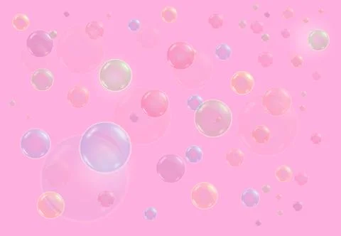 Vector realistic blue background with transparent soap water bubbles イラスト素材