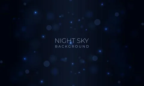 Vector realistic blue night sky with bokeh light effect. Abstract background Stock Illustration