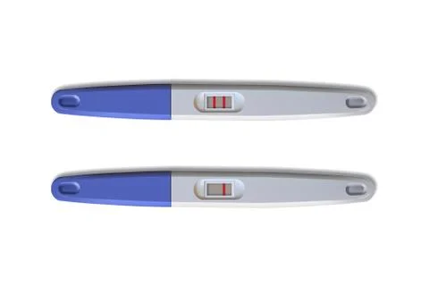 Vector realistic blue positive and negative pregnancy tests. 스톡 일러스트