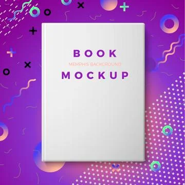 Vector realistic book mockup on abstract background, with geometric shapes Stock Illustration