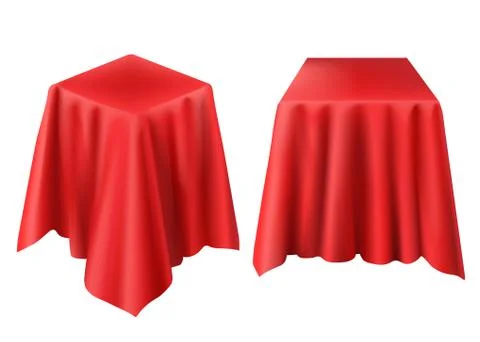 Vector realistic box covered with red cloth Illustrazione stock
