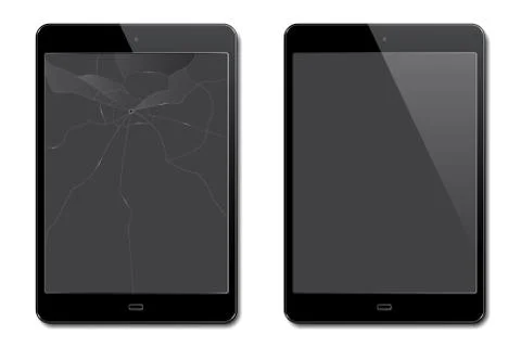 Vector realistic broken and new tablets Stock Illustration
