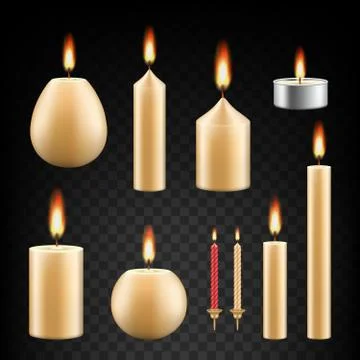 Vector realistic burning candle icon set Stock Illustration
