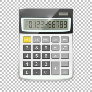 Vector realistic calculator icon isolated on transparent background, design Illustrazione stock