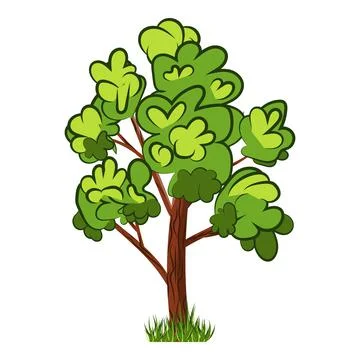 Vector realistic Cartoon tree for Park, Forest and others landscape scene. Stockillustratie