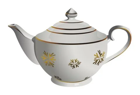 Vector realistic ceramic tea pot with snowflake ornament Stock-Illustration
