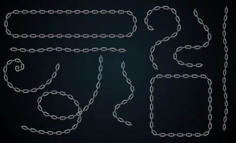 Vector realistic chain set. Set for creating frames, dividers wi Stock Illustration